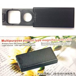 Nagyító, kihúzható 5X45X LED+UV